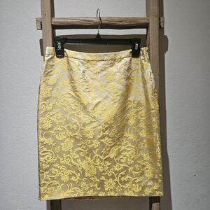 Banana Republic Yellow Floral Silk Pencil Skirt